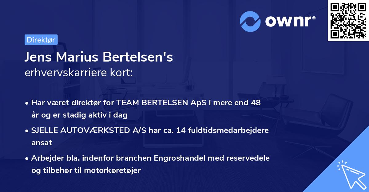 Jens Marius Bertelsen's erhvervskarriere kort