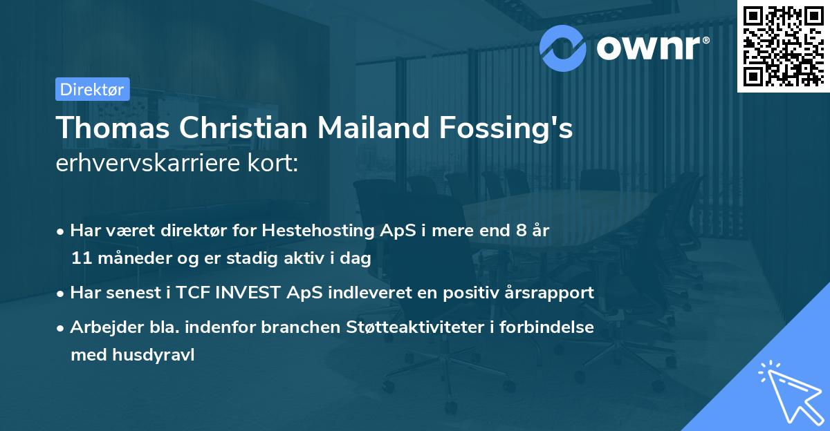 Thomas Christian Mailand Fossing's erhvervskarriere kort