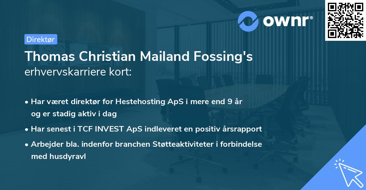 Thomas Christian Mailand Fossing's erhvervskarriere kort