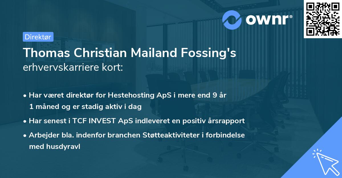 Thomas Christian Mailand Fossing's erhvervskarriere kort