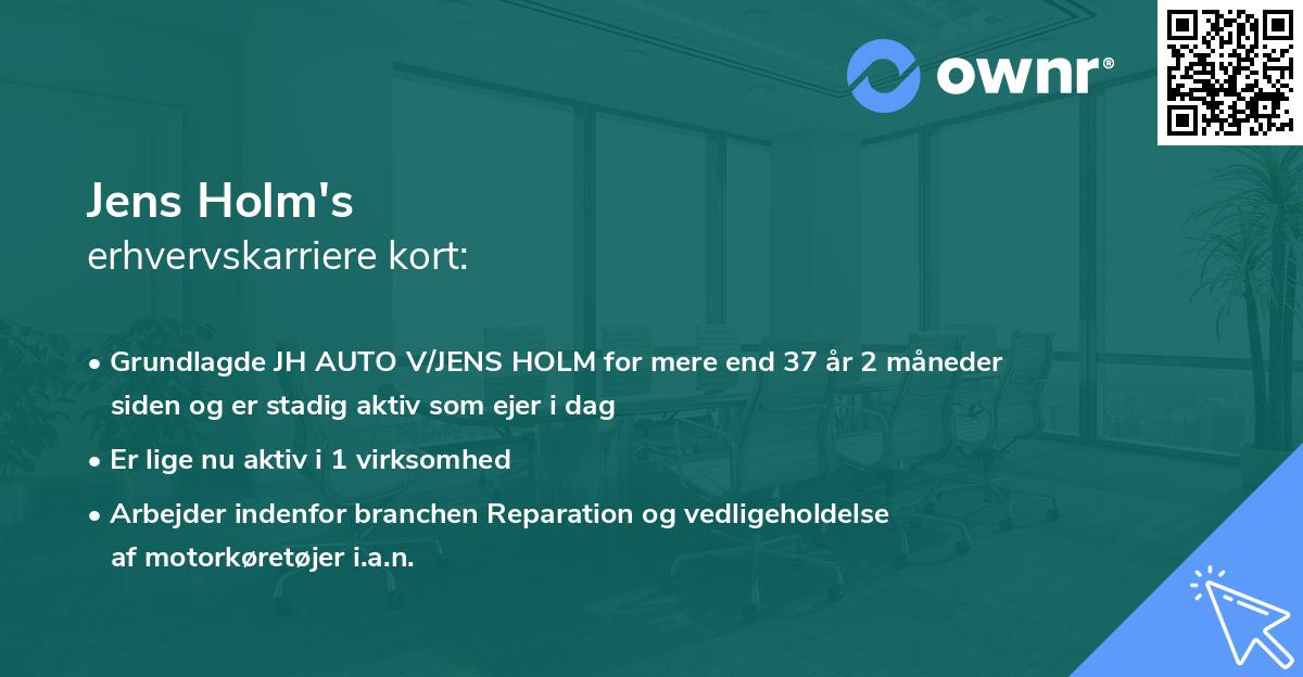 Jens Holm's erhvervskarriere kort