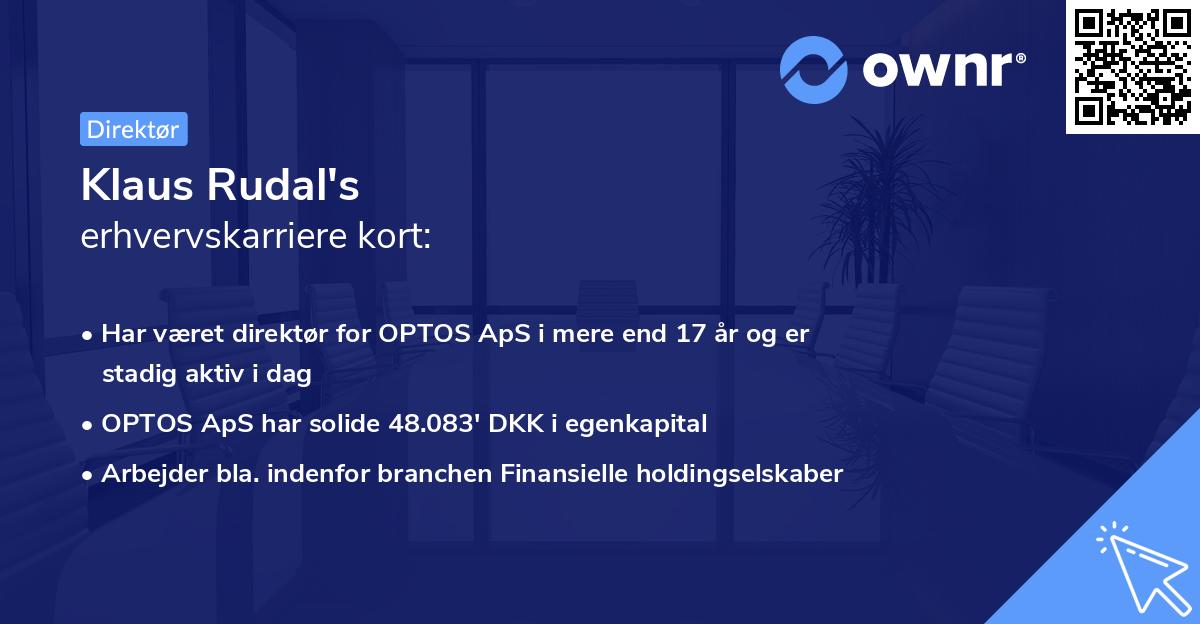 Klaus Rudal's erhvervskarriere kort