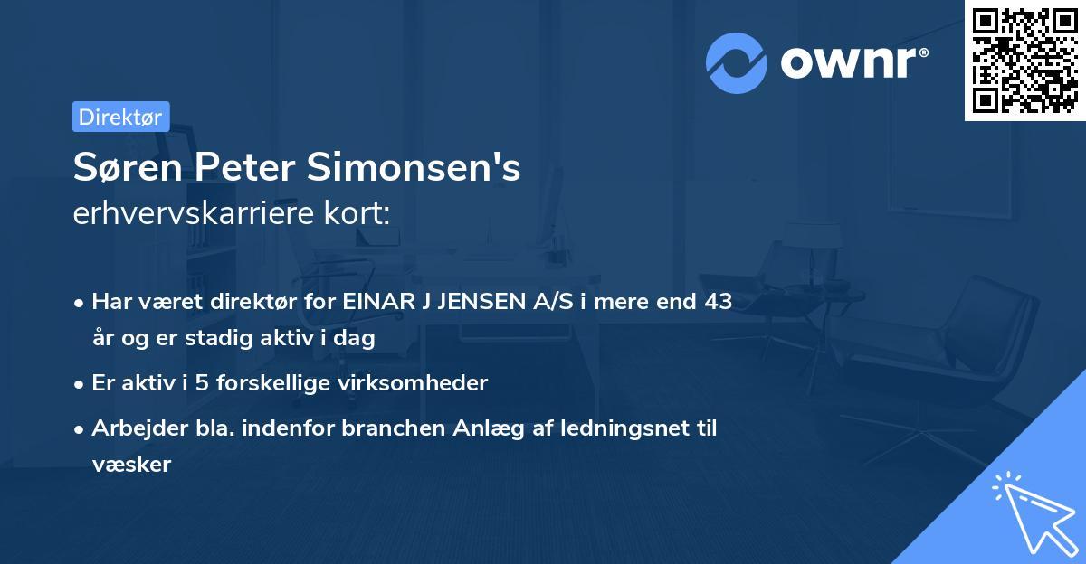 Søren Peter Simonsen's erhvervskarriere kort
