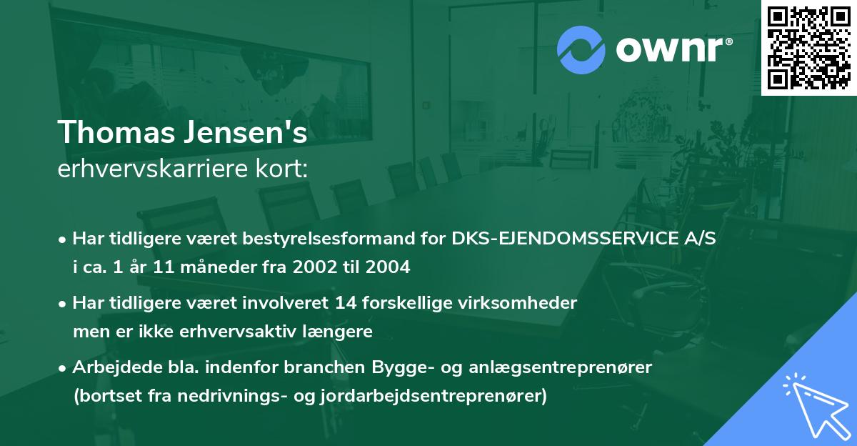 Thomas Jensen's erhvervskarriere kort