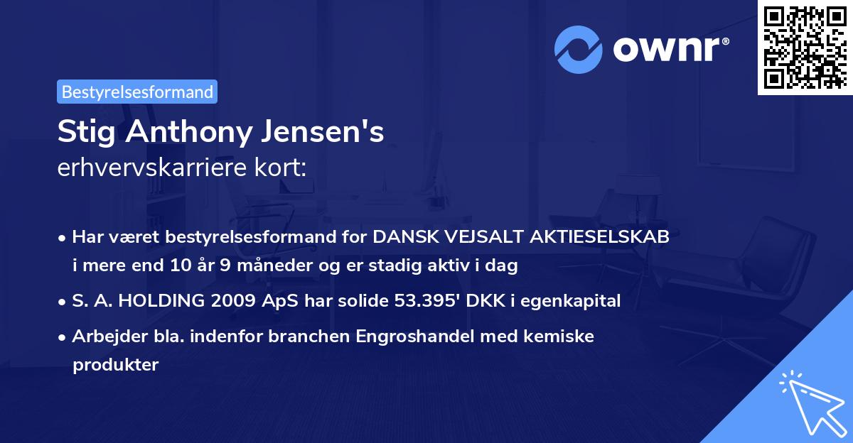 Stig Anthony Jensen's erhvervskarriere kort