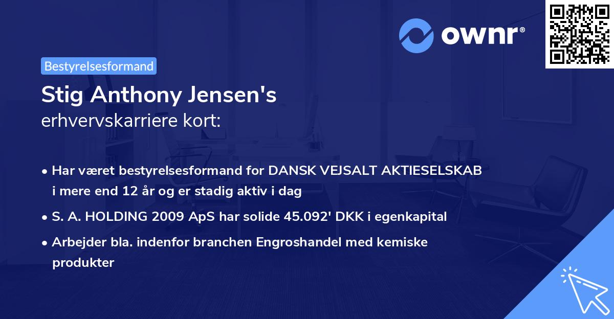 Stig Anthony Jensen's erhvervskarriere kort