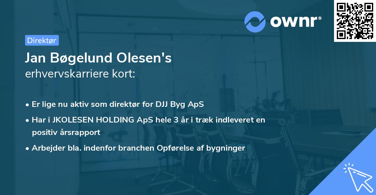 Jan Bøgelund Olesen's erhvervskarriere kort