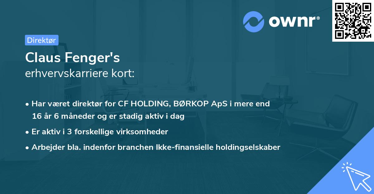Claus Fenger's erhvervskarriere kort
