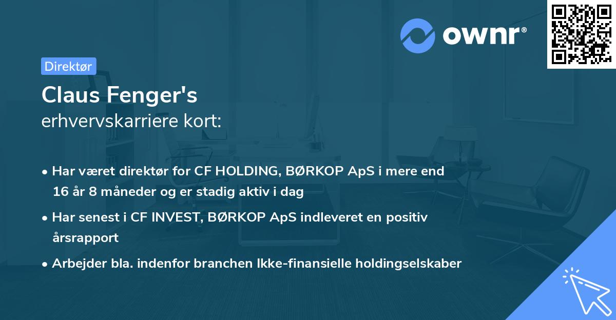 Claus Fenger's erhvervskarriere kort