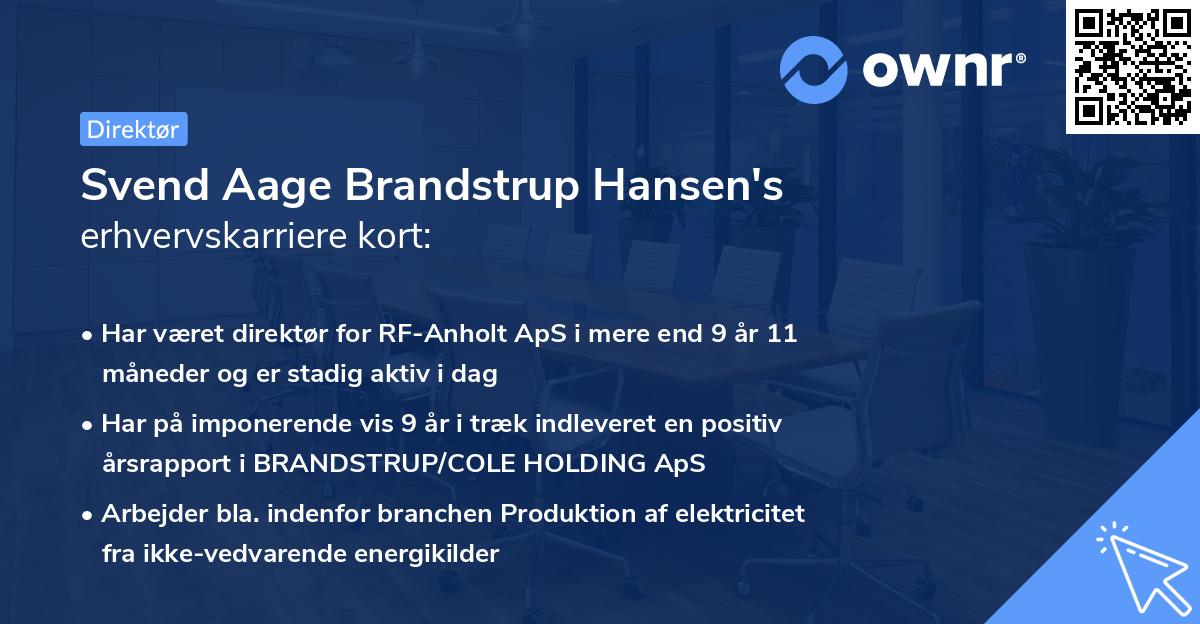 Svend Aage Brandstrup Hansen's erhvervskarriere kort
