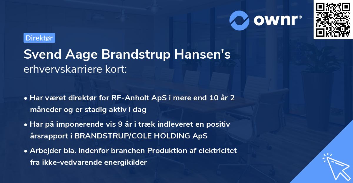Svend Aage Brandstrup Hansen's erhvervskarriere kort