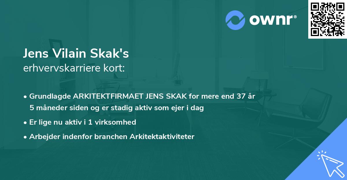 Jens Vilain Skak's erhvervskarriere kort