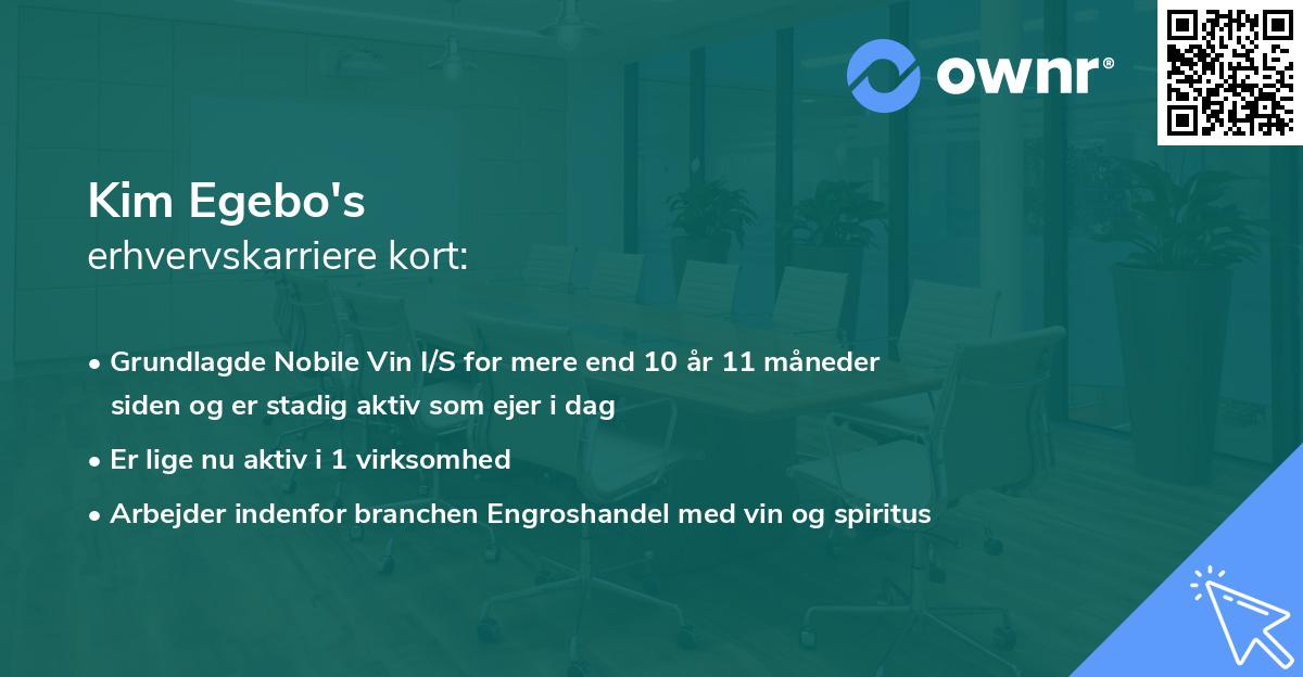Kim Egebo's erhvervskarriere kort
