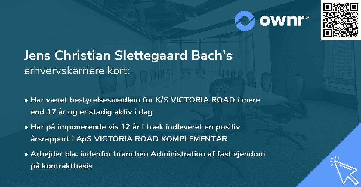 Jens Christian Slettegaard Bach's erhvervskarriere kort