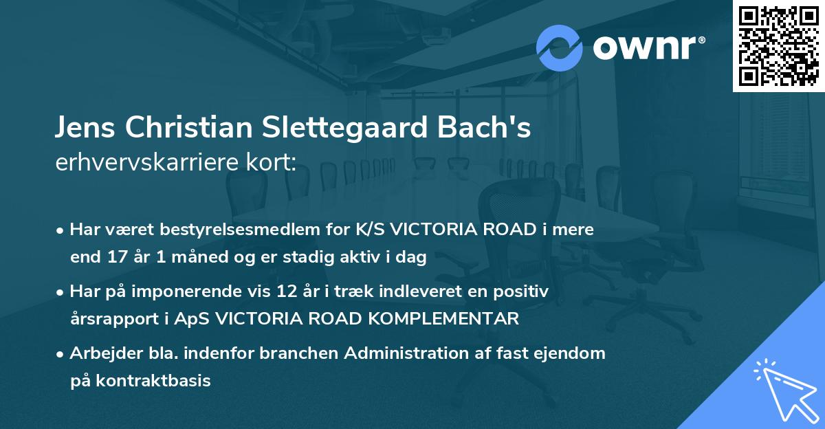 Jens Christian Slettegaard Bach's erhvervskarriere kort