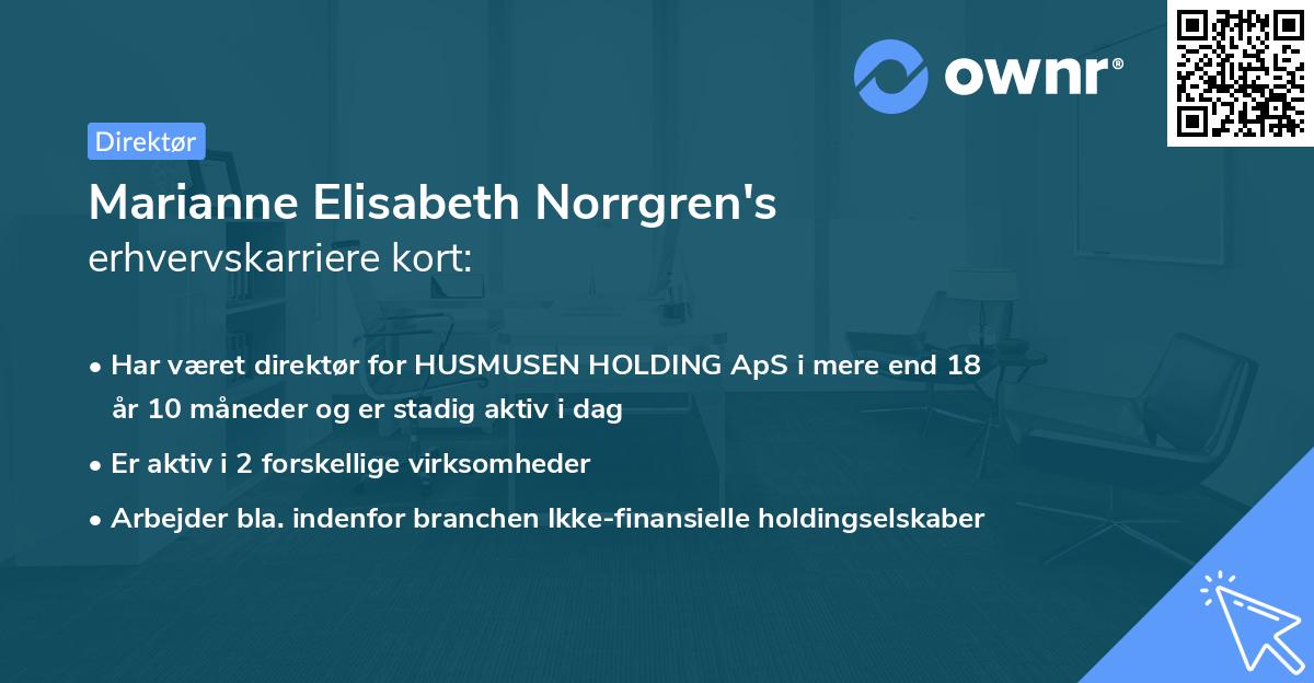Marianne Elisabeth Norrgren's erhvervskarriere kort