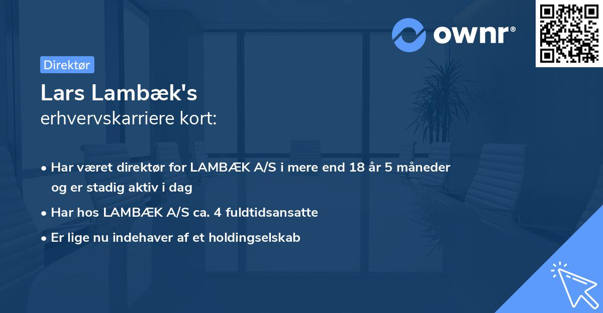 Lars Lambæk's erhvervskarriere kort