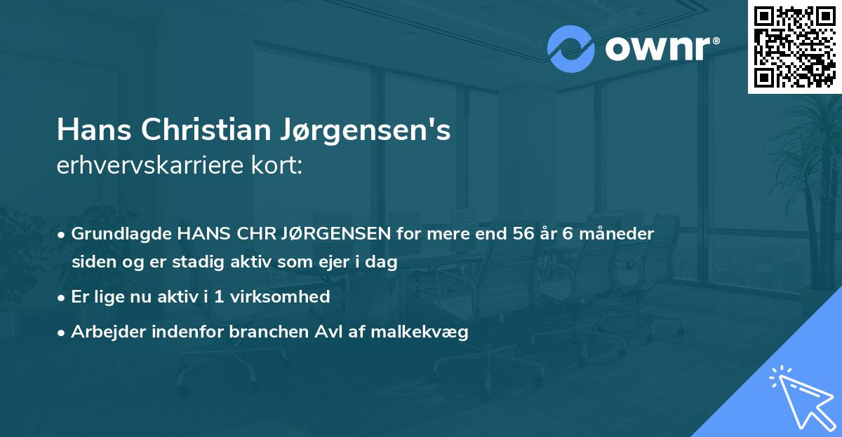 Hans Christian Jørgensen's erhvervskarriere kort