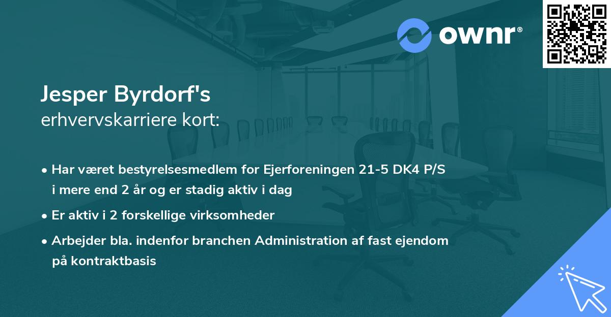 Jesper Byrdorf's erhvervskarriere kort