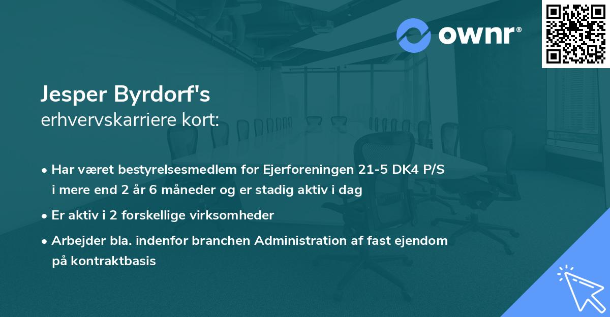 Jesper Byrdorf's erhvervskarriere kort