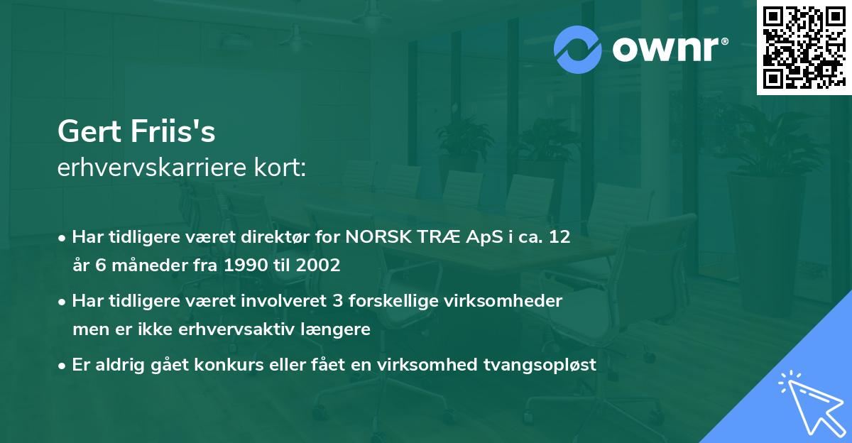 Gert Friis's erhvervskarriere kort