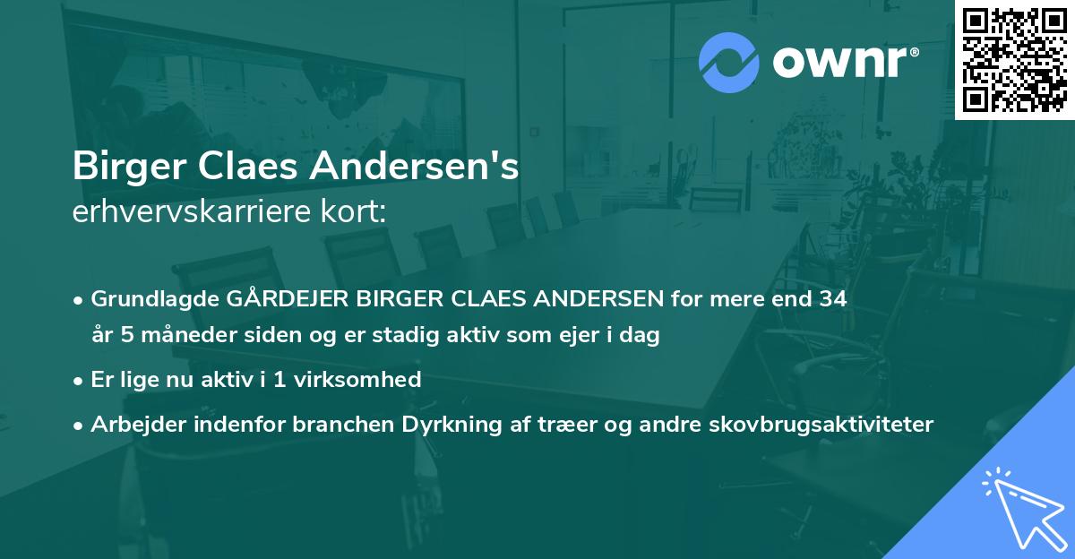 Birger Claes Andersen's erhvervskarriere kort