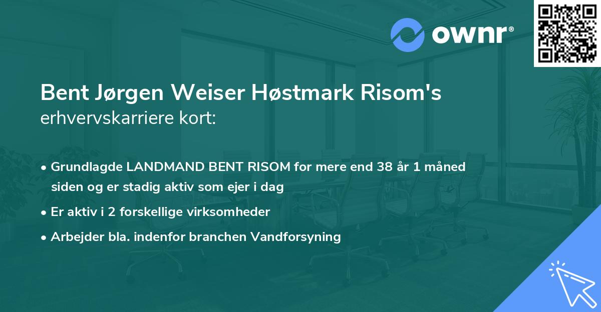 Bent Jørgen Weiser Høstmark Risom's erhvervskarriere kort
