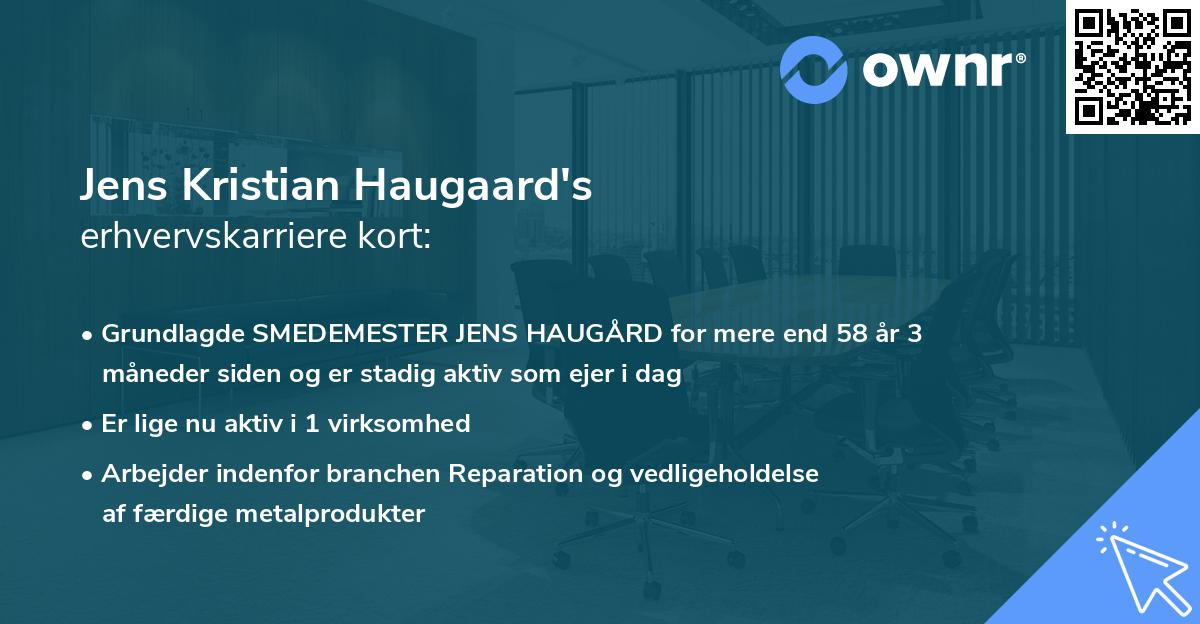 Jens Kristian Haugaard's erhvervskarriere kort