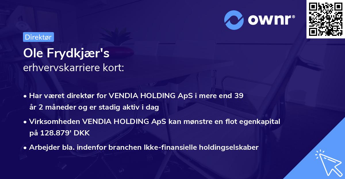 Ole Frydkjær's erhvervskarriere kort
