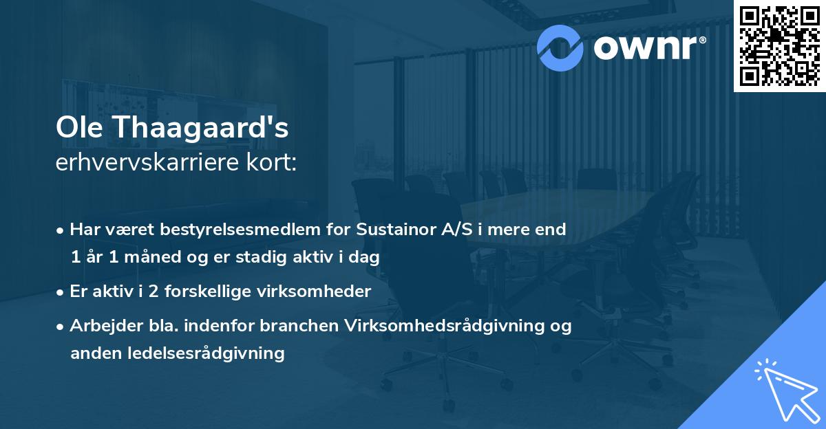 Ole Thaagaard's erhvervskarriere kort