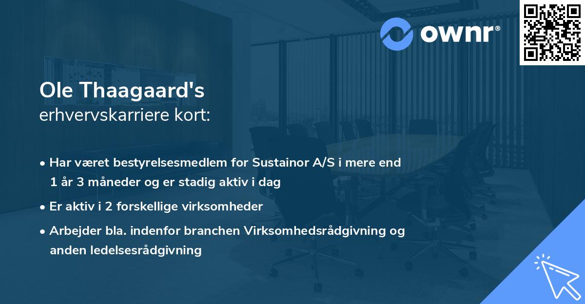 Ole Thaagaard's erhvervskarriere kort