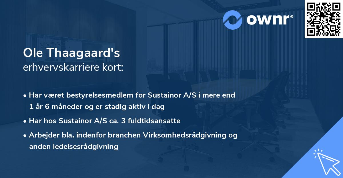 Ole Thaagaard's erhvervskarriere kort