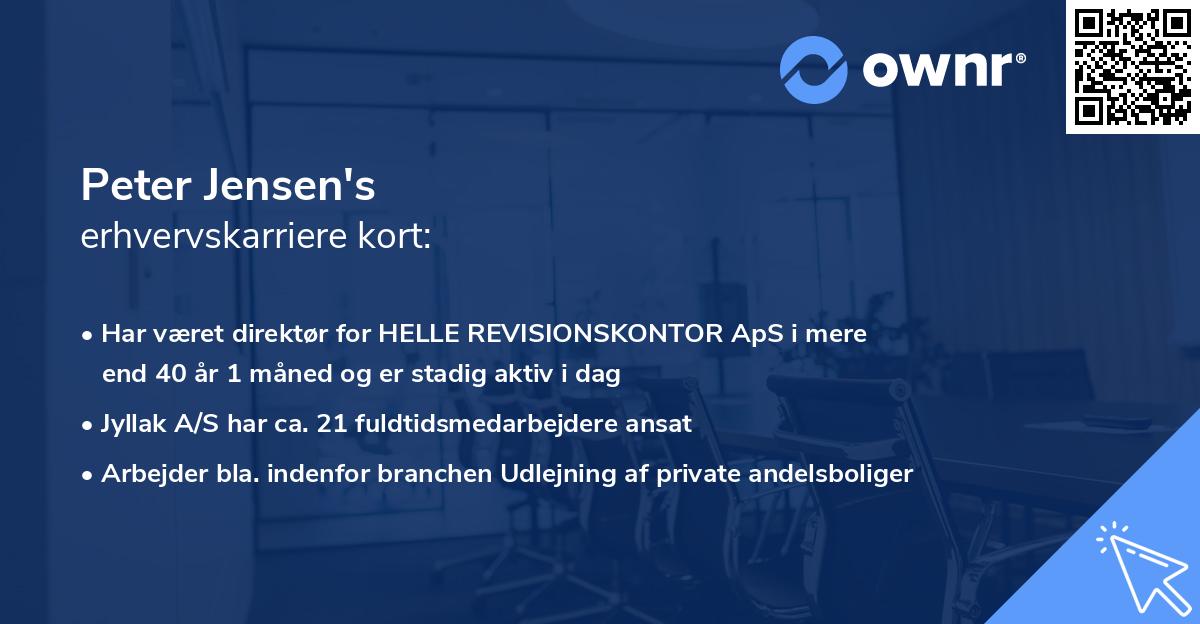 Peter Jensen's erhvervskarriere kort