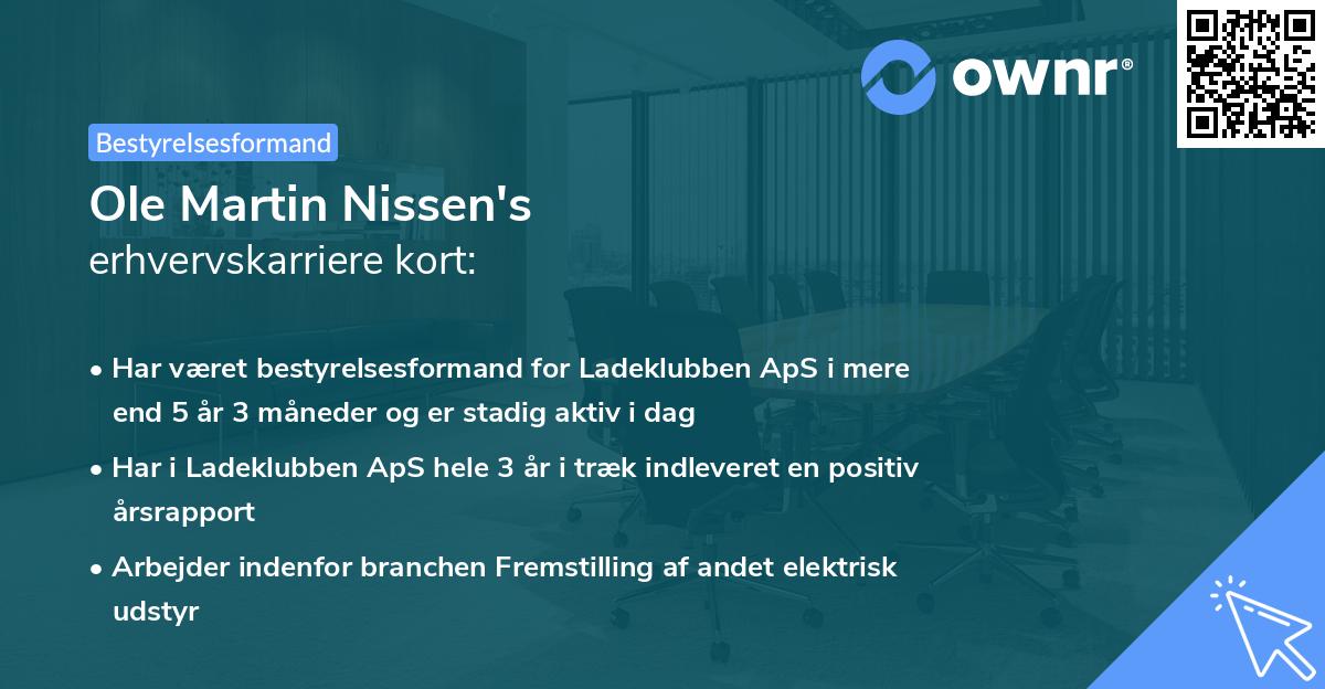 Ole Martin Nissen's erhvervskarriere kort