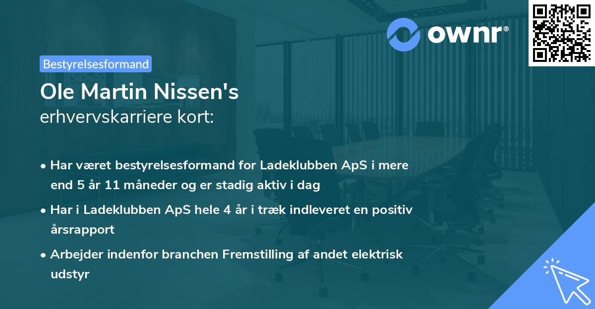 Ole Martin Nissen's erhvervskarriere kort