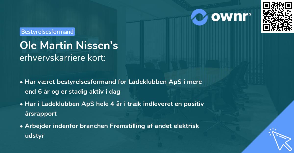 Ole Martin Nissen's erhvervskarriere kort
