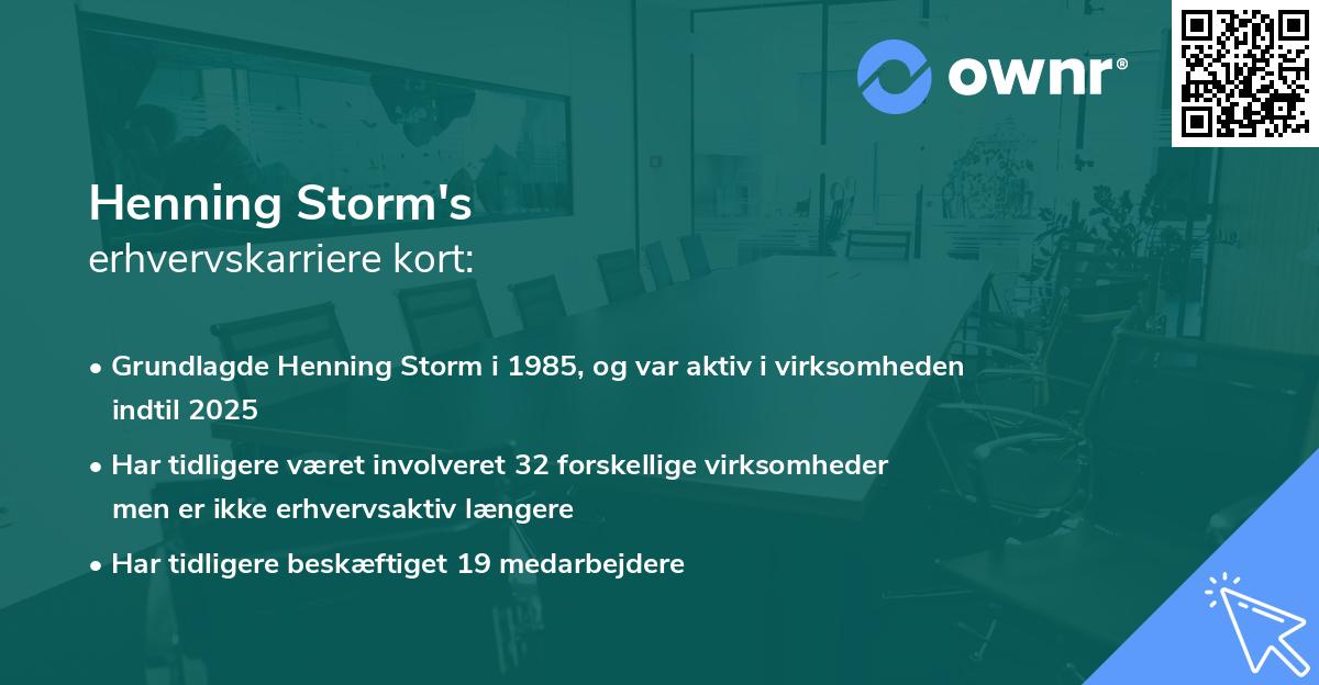 Henning Storm's erhvervskarriere kort