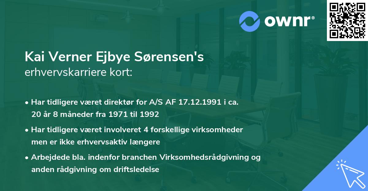 Kai Verner Ejbye Sørensen's erhvervskarriere kort