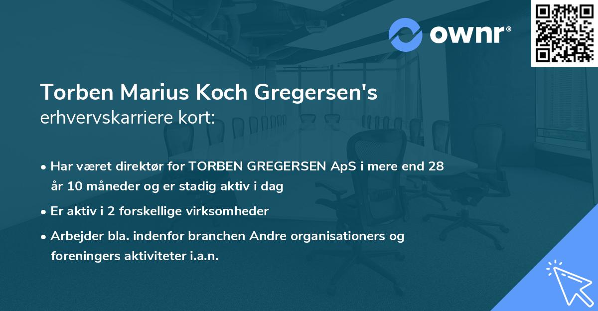 Torben Marius Koch Gregersen's erhvervskarriere kort