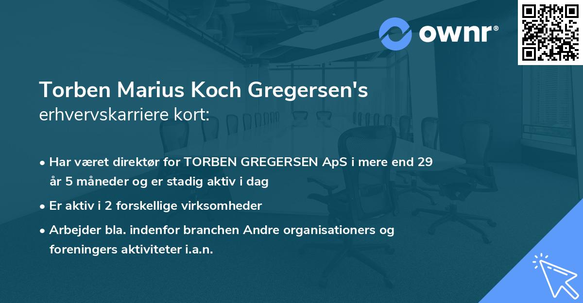 Torben Marius Koch Gregersen's erhvervskarriere kort