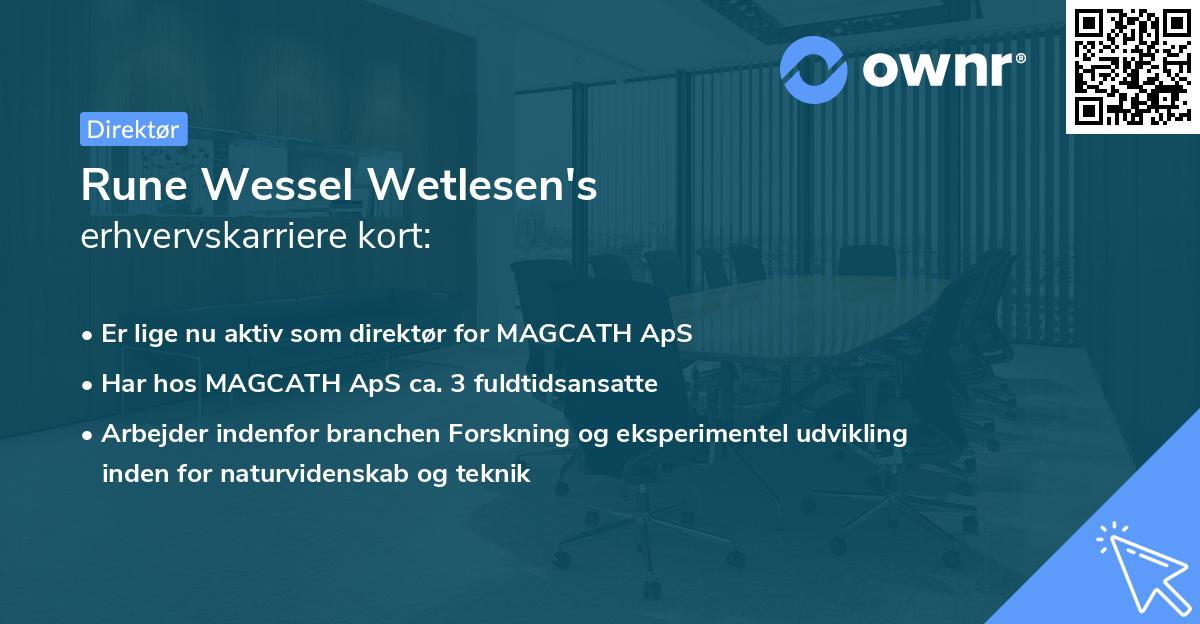 Rune Wessel Wetlesen's erhvervskarriere kort