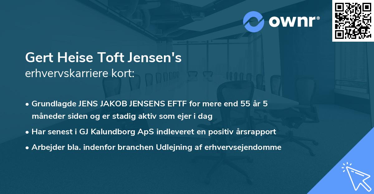 Gert Heise Toft Jensen's erhvervskarriere kort