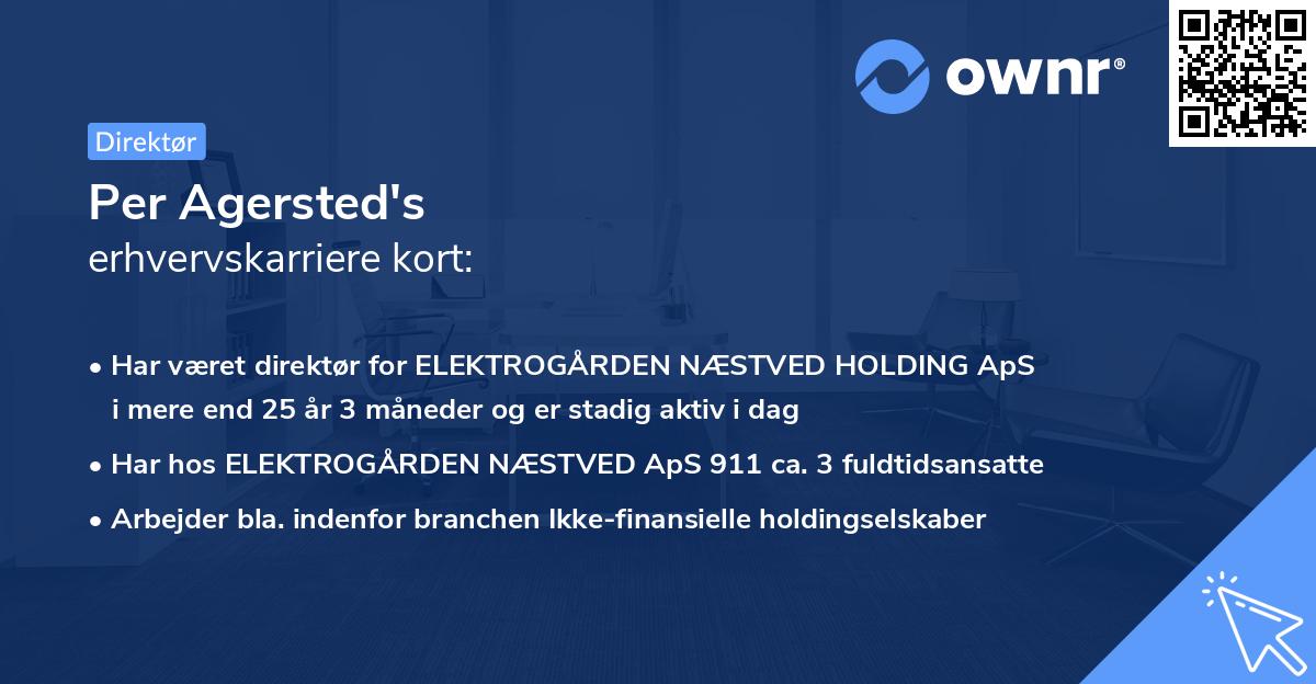 Per Agersted's erhvervskarriere kort