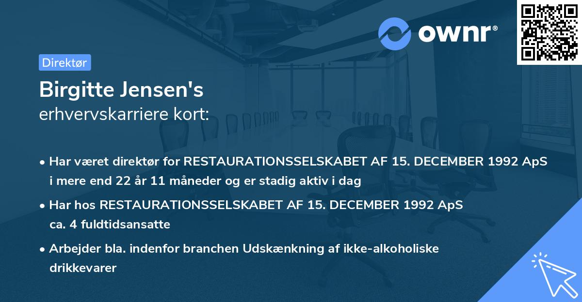 Birgitte Jensen's erhvervskarriere kort