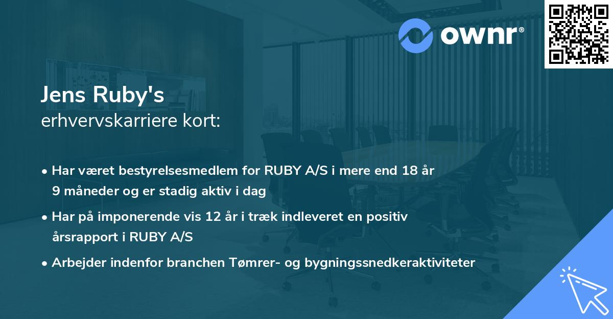 Jens Ruby's erhvervskarriere kort
