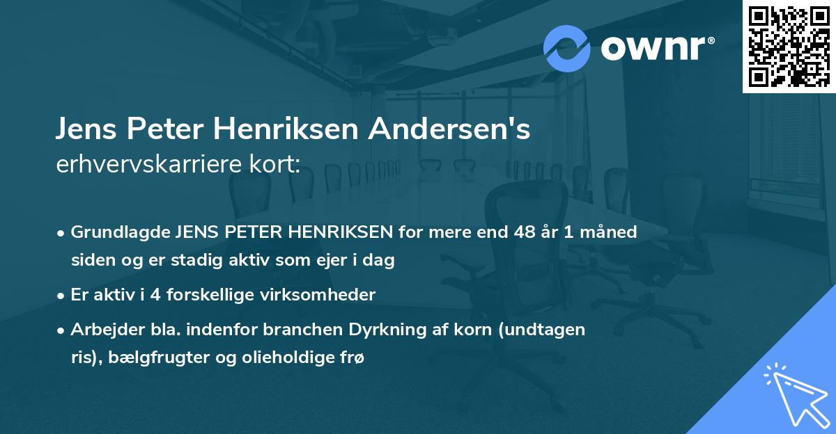 Jens Peter Henriksen Andersen's erhvervskarriere kort