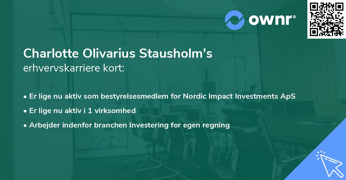 Charlotte Olivarius Stausholm's erhvervskarriere kort
