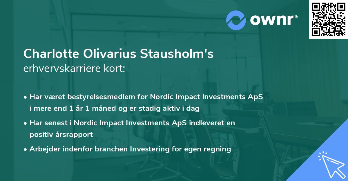 Charlotte Olivarius Stausholm's erhvervskarriere kort