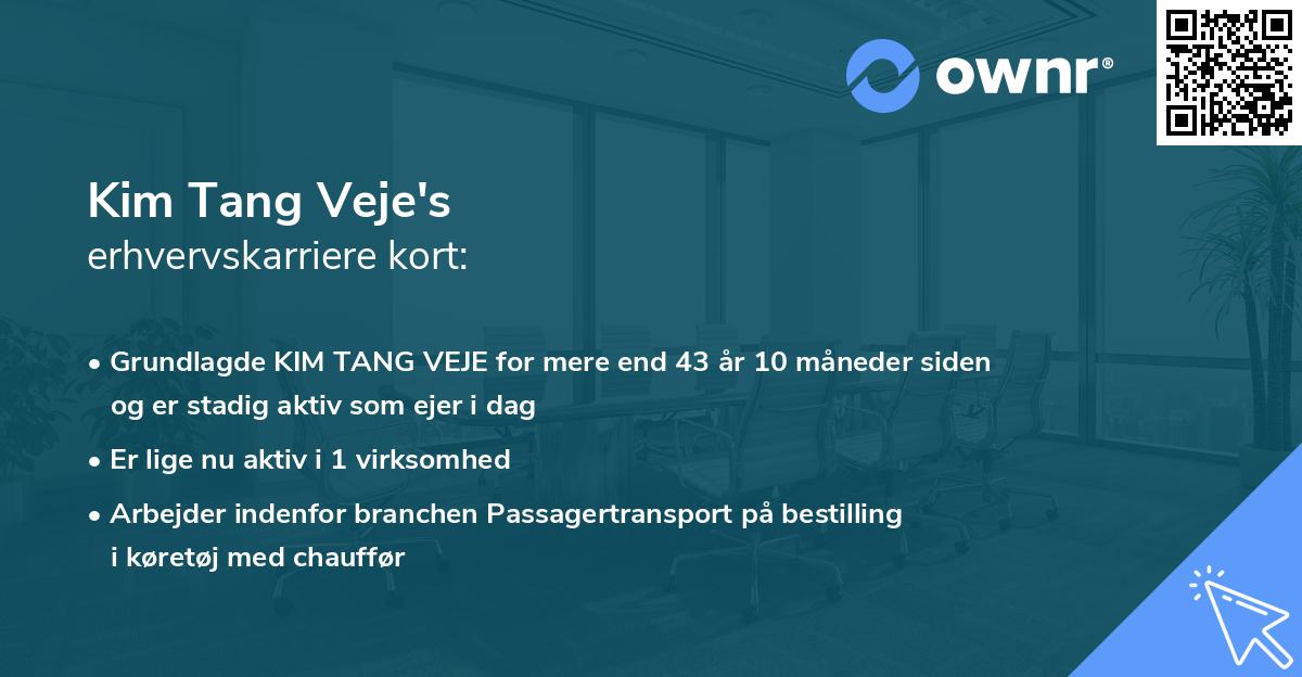 Kim Tang Veje's erhvervskarriere kort