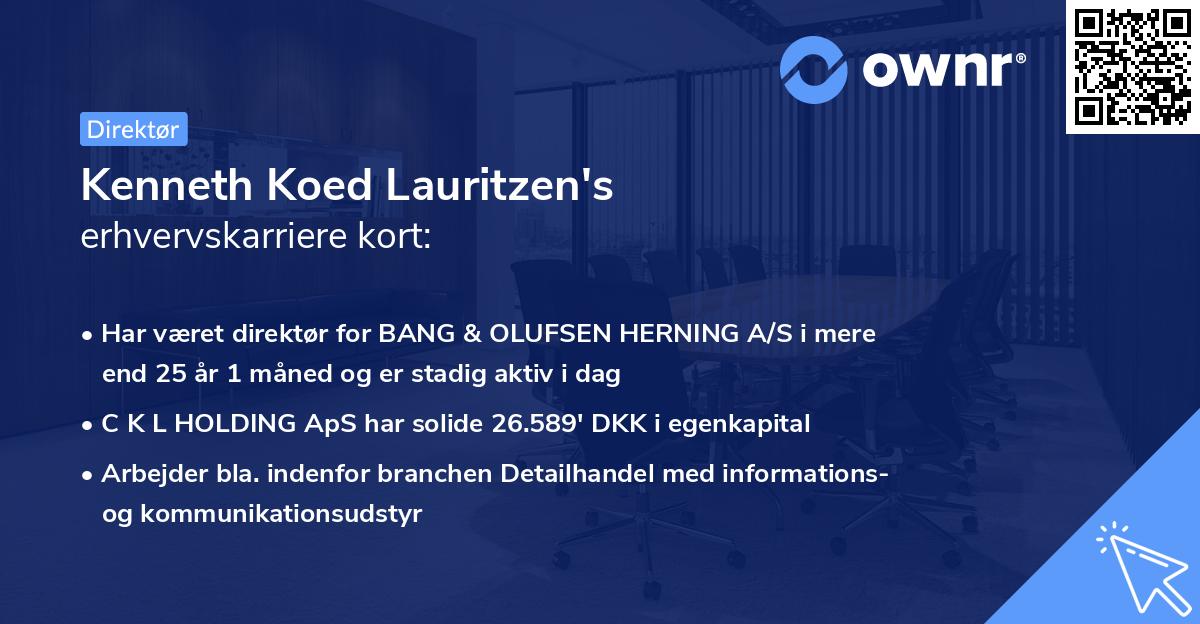 Kenneth Koed Lauritzen's erhvervskarriere kort
